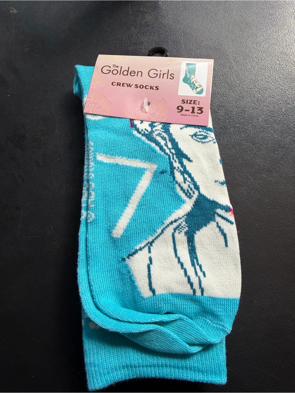 Dorothy-Golden Girls Crew Socks - Turquoise & White